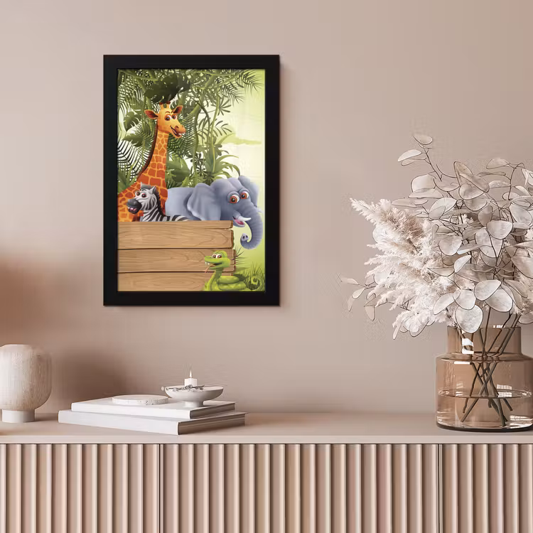 Poster met lijst - Jungle dieren - Natuur - Planken - Kinderen - Giraffe — 5