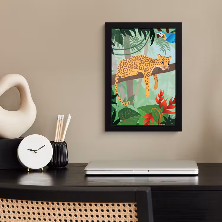 Poster met lijst - Jungle dieren - Toekan - Jongens - Meiden - Luipaard — 2