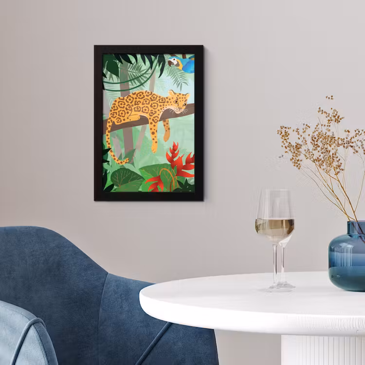 Poster met lijst - Jungle dieren - Toekan - Jongens - Meiden - Luipaard — 4