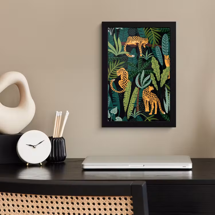 Poster met lijst - Jungle - Panter - Patronen - Jongens - Meiden - Planten — 2