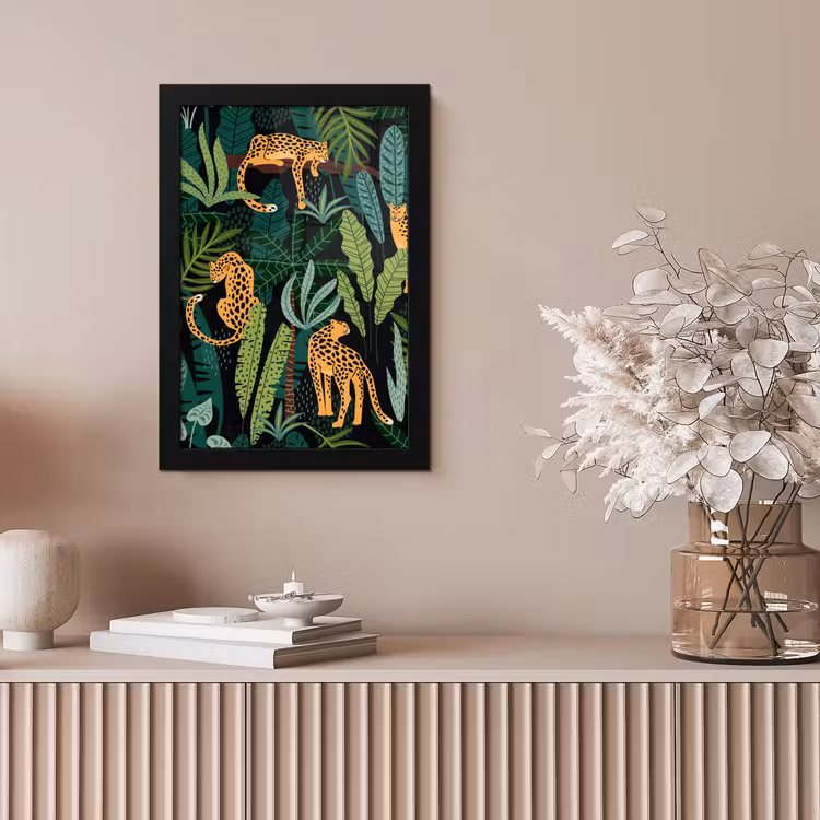 Poster met lijst - Jungle - Panter - Patronen - Jongens - Meiden - Planten — 5