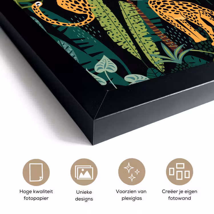 Poster met lijst - Jungle - Panter - Patronen - Jongens - Meiden - Planten — 6