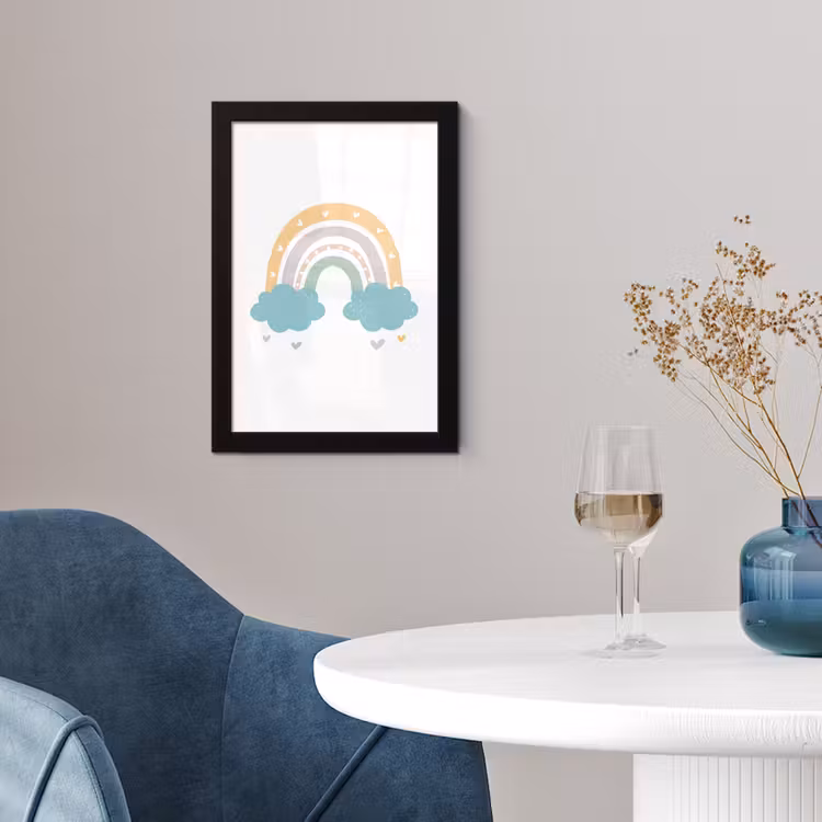 Poster met lijst - Regenboog - Hartjes - Wolken - Stippen - Pastel - Kinderen — 4