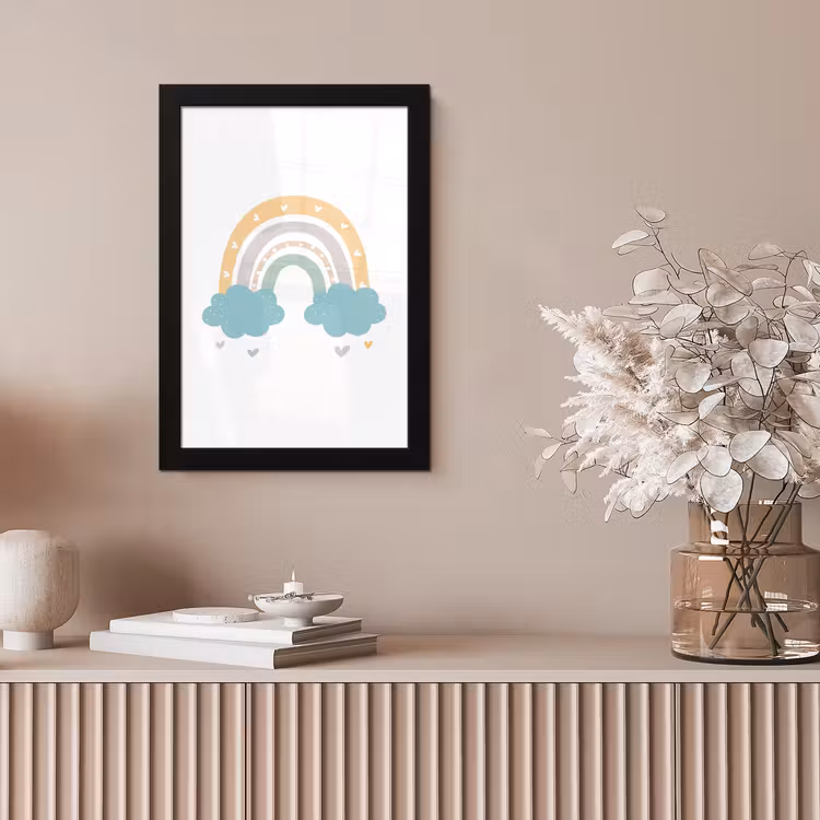 Poster met lijst - Regenboog - Hartjes - Wolken - Stippen - Pastel - Kinderen — 5