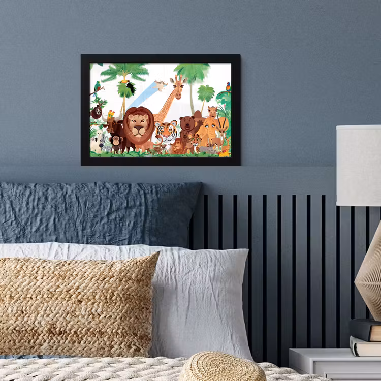 Poster met lijst - Wilde dieren - Jungle - Leeuw - Tijger - Meisjes - Kids - Jongens — 3