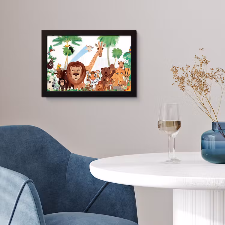 Poster met lijst - Wilde dieren - Jungle - Leeuw - Tijger - Meisjes - Kids - Jongens — 4