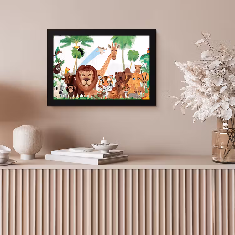 Poster met lijst - Wilde dieren - Jungle - Leeuw - Tijger - Meisjes - Kids - Jongens — 5