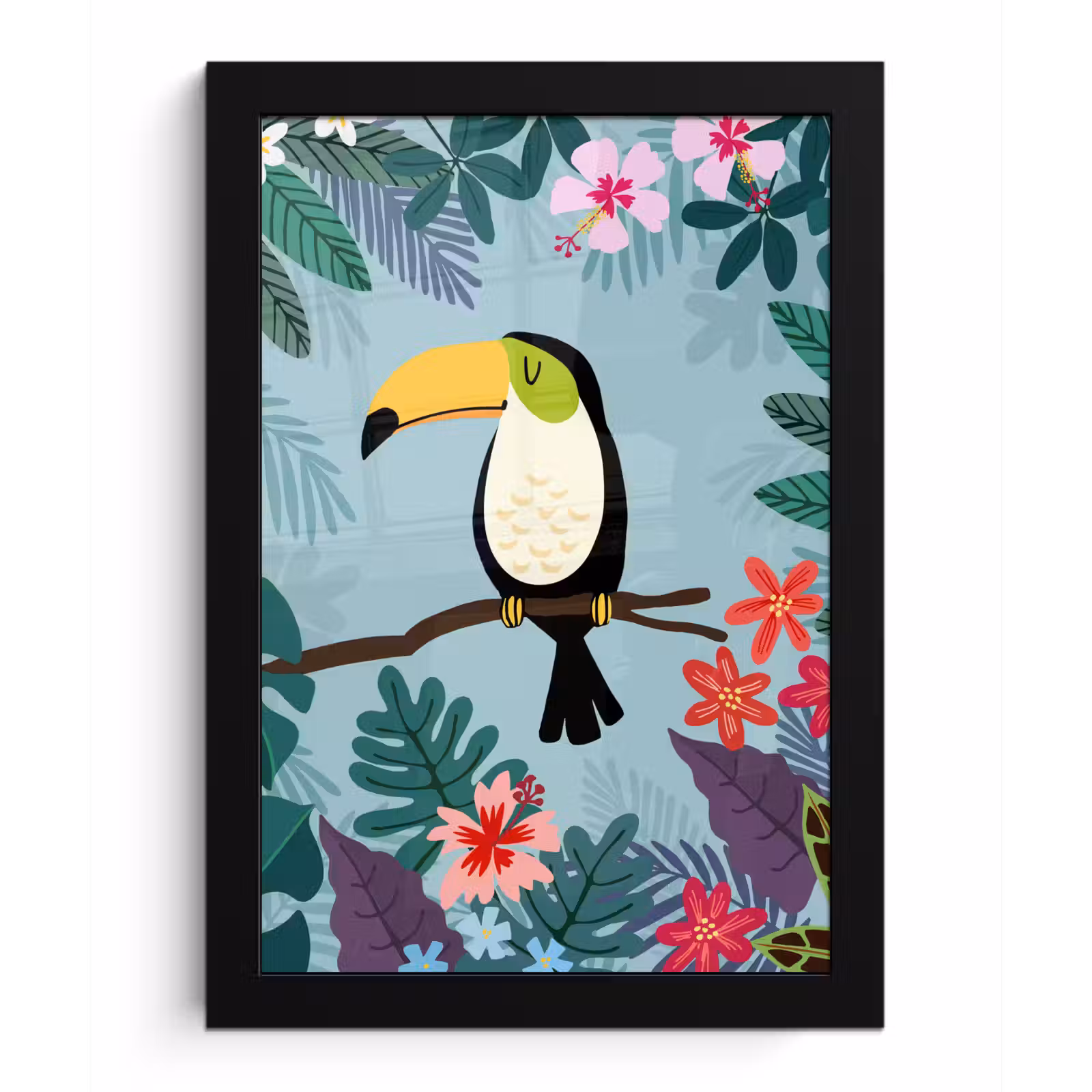 Poster met lijst - Toekan - Planten - Bloemen - Kinderen - Dieren - Kids — 1