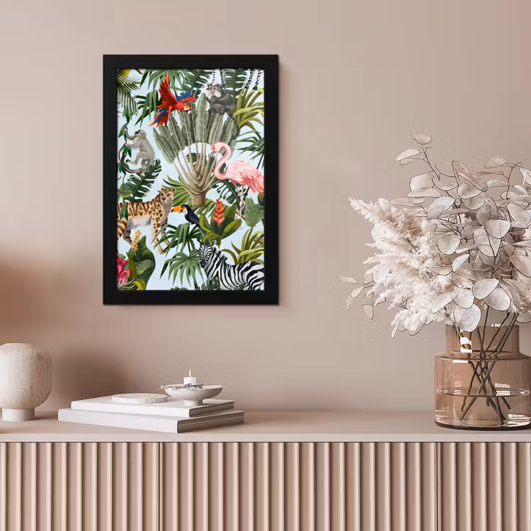 Poster met lijst - Jungle - Dieren - Meisjes - Kinderen - Jongens - Flamingo - Papegaai — 5