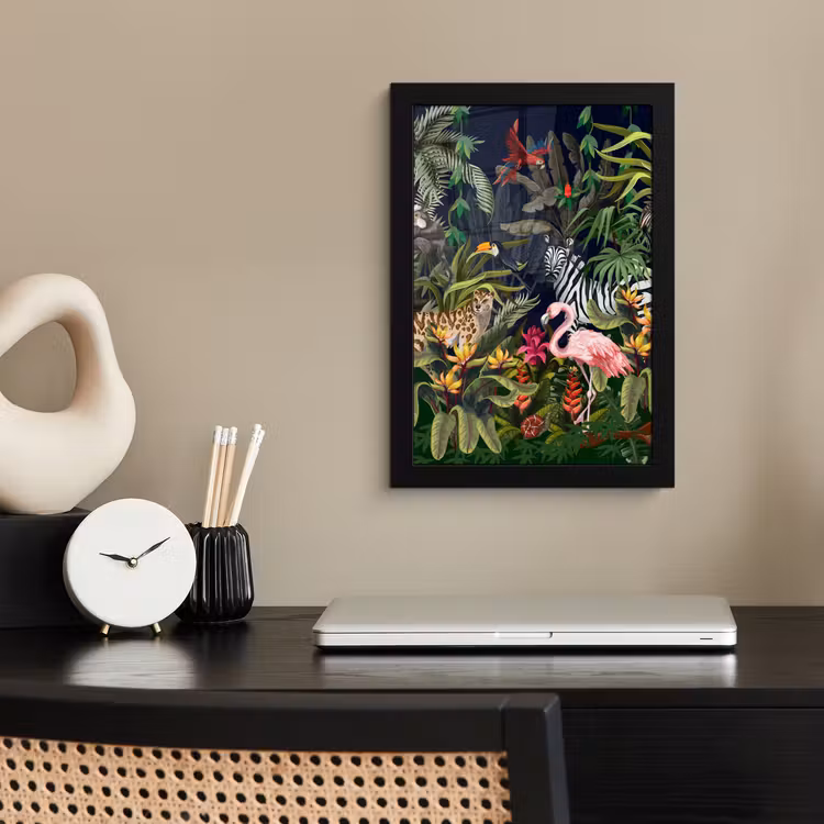 Poster met lijst - Jungle dieren - Natuur - Jongens - Meisjes - Flamingo - Zebra — 2