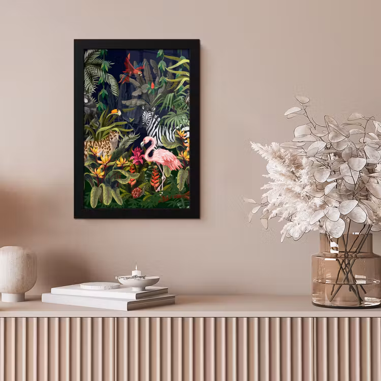 Poster met lijst - Jungle dieren - Natuur - Jongens - Meisjes - Flamingo - Zebra — 5