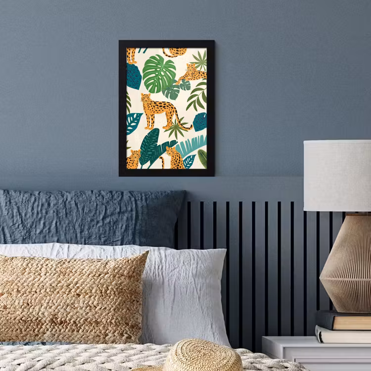 Poster met lijst - Jungle - Luipaard - Planten - Patroon - Meiden - Jongens — 3
