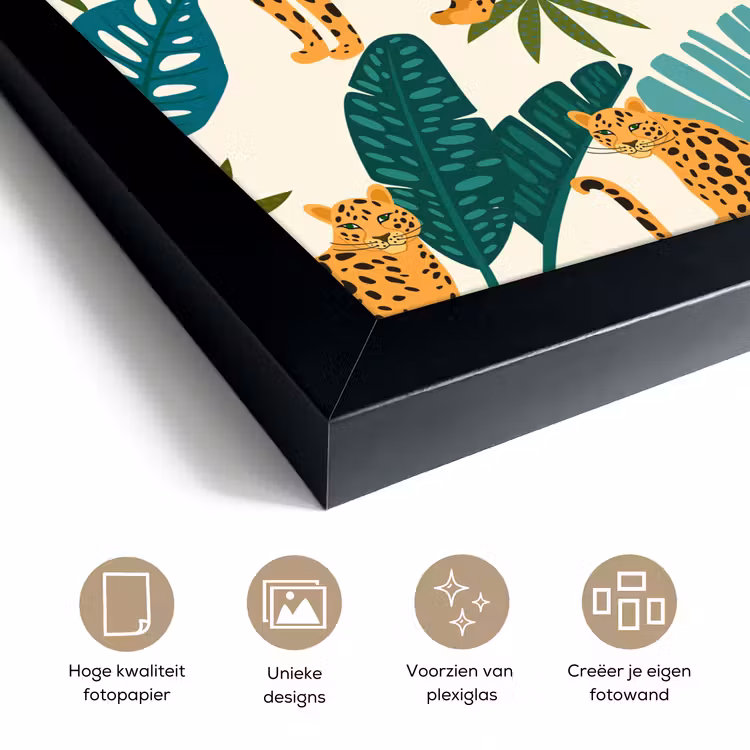 Poster met lijst - Jungle - Luipaard - Planten - Patroon - Meiden - Jongens — 6