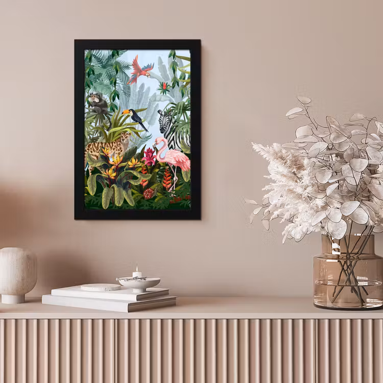 Poster met lijst - Jungle - Natuur - Jongens - Meisjes - Kinderen - Zebra - Flamingo — 5