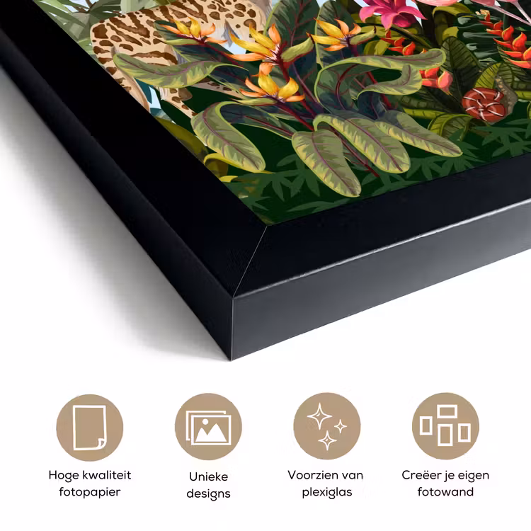 Poster met lijst - Jungle - Natuur - Jongens - Meisjes - Kinderen - Zebra - Flamingo — 6
