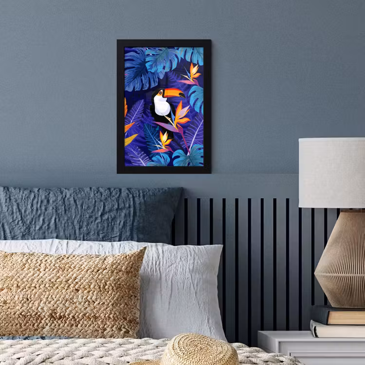 Poster met lijst - Jungle - Toekan - Bloemen - Planten - Kinderen - Paars - Dieren — 3