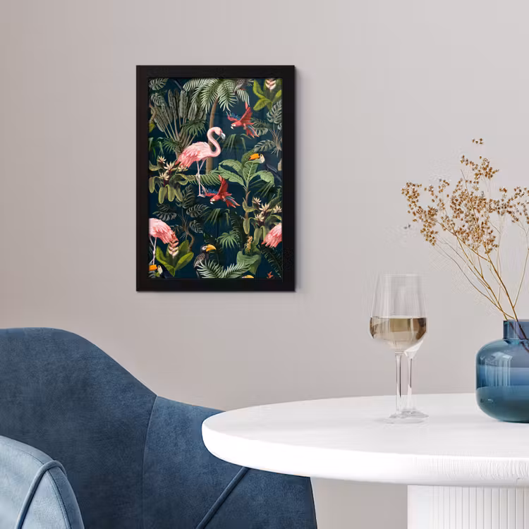 Poster met lijst - Jungledieren - Patroon - Kinderen - Flamingo - Papegaai - Kids — 4