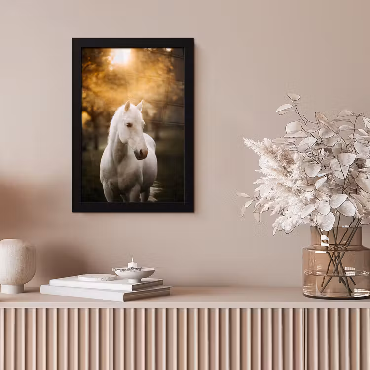 Poster met lijst - Paard - Zon - Herfst - Dieren - Natuur — 5