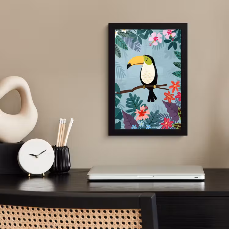 Poster met lijst - Toekan - Planten - Bloemen - Kinderen - Dieren - Kids — 2