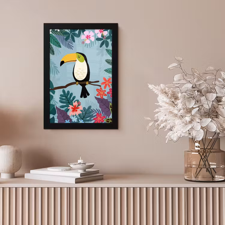 Poster met lijst - Toekan - Planten - Bloemen - Kinderen - Dieren - Kids — 5