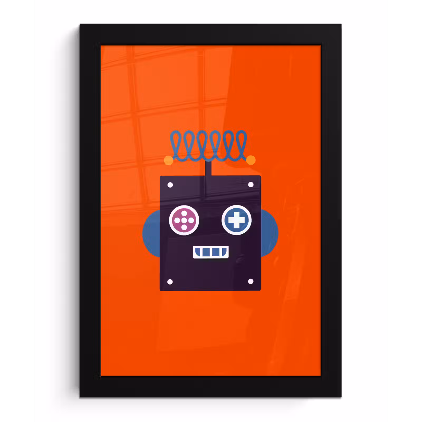 Poster met lijst - Robot - Rood - Gezicht - Vormen - Jongens - Kids — 1