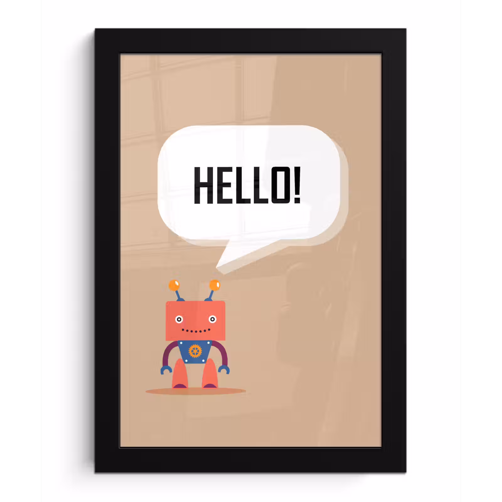 Poster met lijst - Spreuken - Quotes - Hello! - Robot - Tandwiel - Kinderen — 1