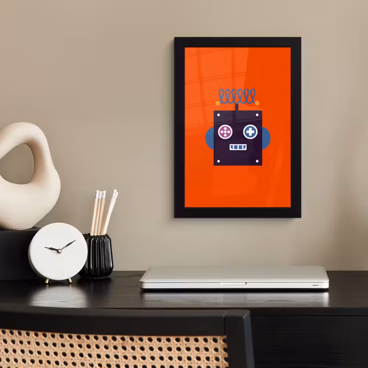 Poster met lijst - Robot - Rood - Gezicht - Vormen - Jongens - Kids — 2