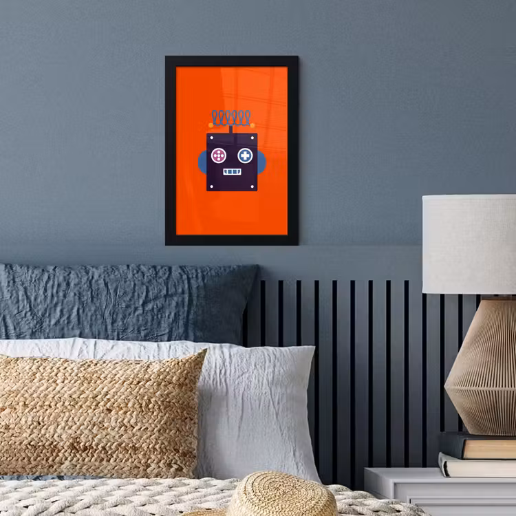 Poster met lijst - Robot - Rood - Gezicht - Vormen - Jongens - Kids — 3