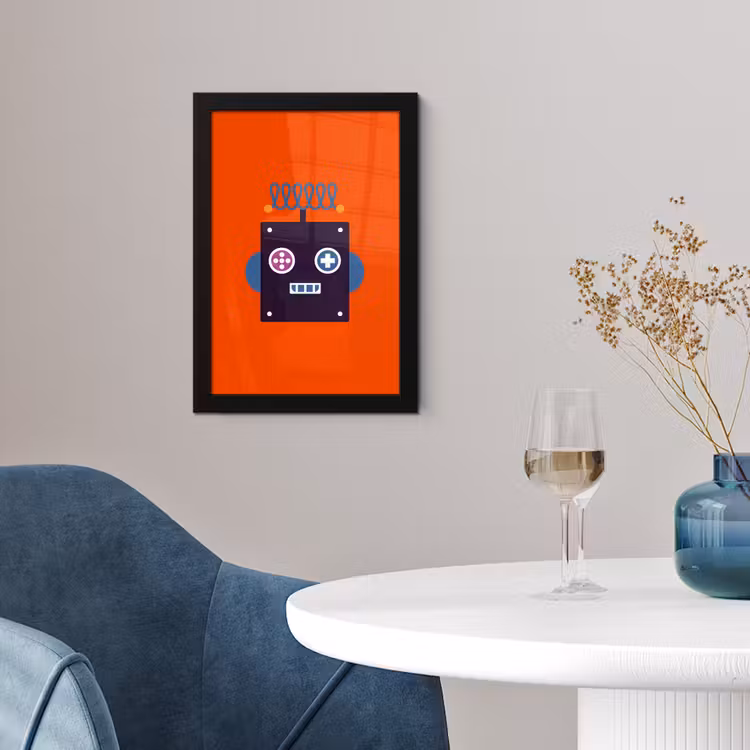 Poster met lijst - Robot - Rood - Gezicht - Vormen - Jongens - Kids — 4