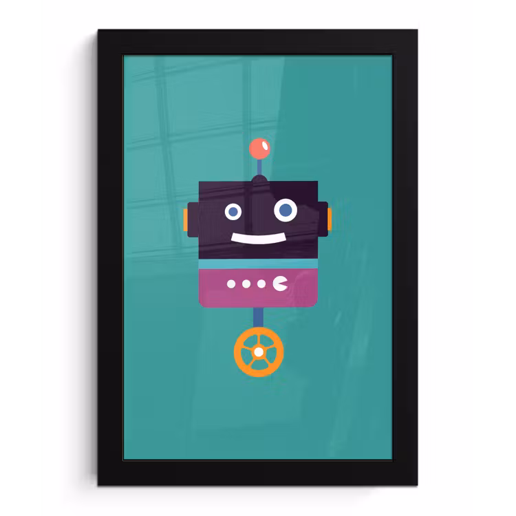 Poster met lijst - Robot - Wiel - Paars - Groen - Jongens - Kids — 1