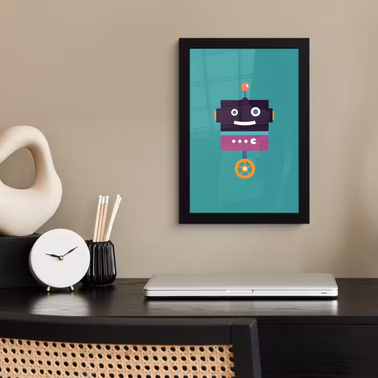 Poster met lijst - Robot - Wiel - Paars - Groen - Jongens - Kids — 2