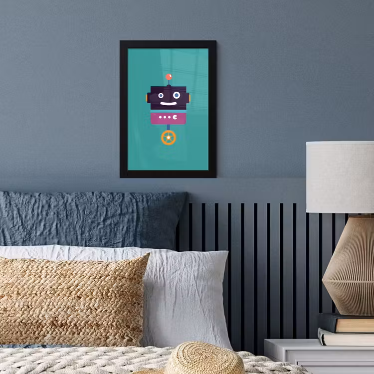 Poster met lijst - Robot - Wiel - Paars - Groen - Jongens - Kids — 3