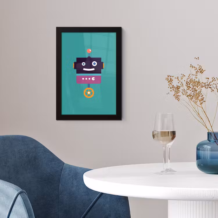 Poster met lijst - Robot - Wiel - Paars - Groen - Jongens - Kids — 4