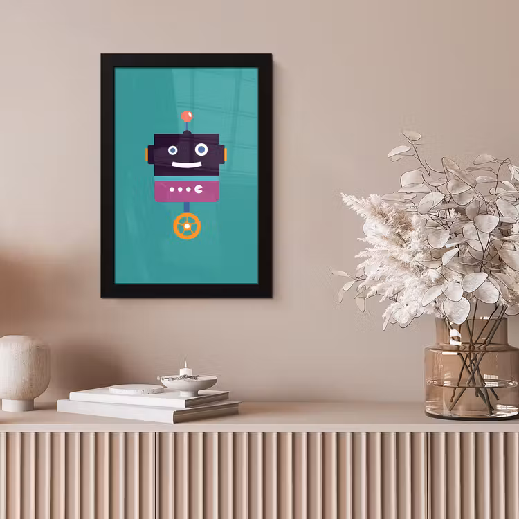 Poster met lijst - Robot - Wiel - Paars - Groen - Jongens - Kids — 5