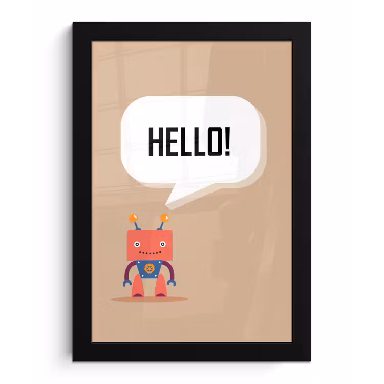 Poster met lijst - Spreuken - Quotes - Hello! - Robot - Tandwiel - Kinderen — 1