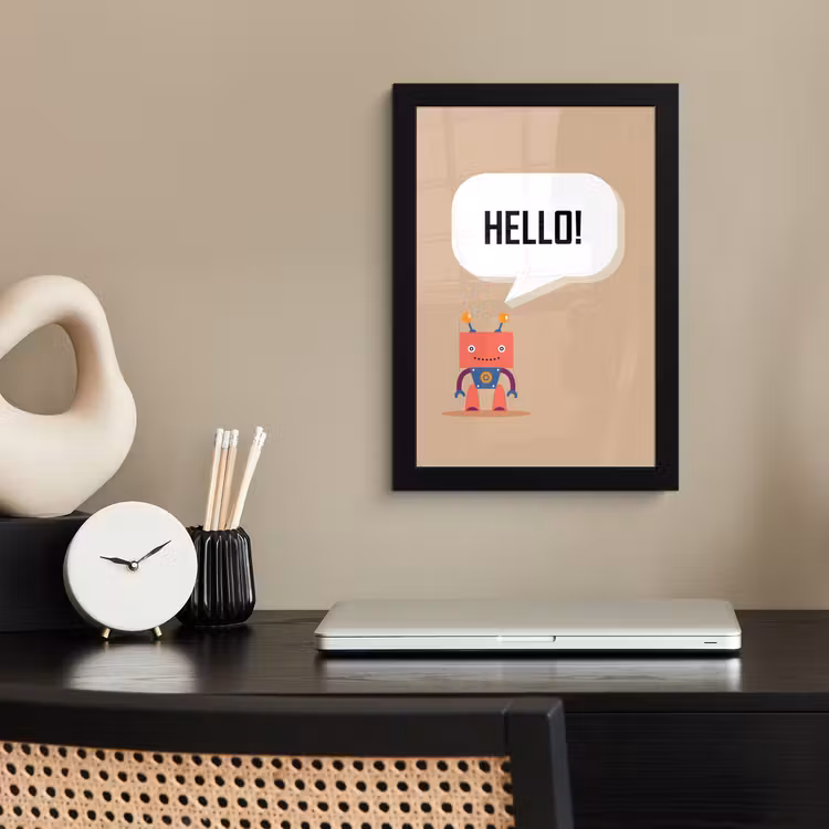 Poster met lijst - Spreuken - Quotes - Hello! - Robot - Tandwiel - Kinderen — 2