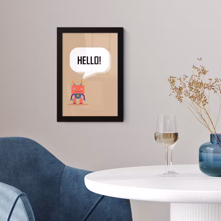 Poster met lijst - Spreuken - Quotes - Hello! - Robot - Tandwiel - Kinderen — 4
