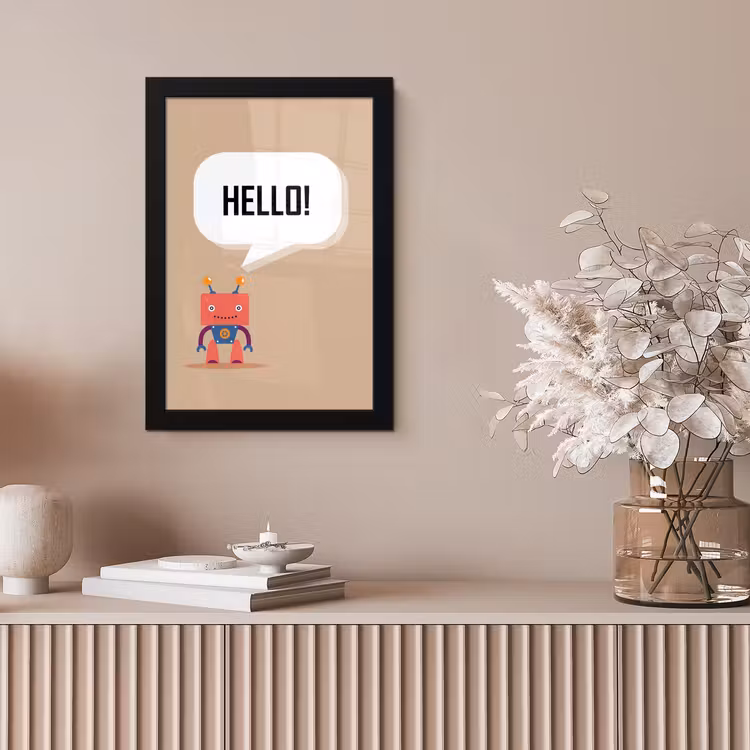Poster met lijst - Spreuken - Quotes - Hello! - Robot - Tandwiel - Kinderen — 5