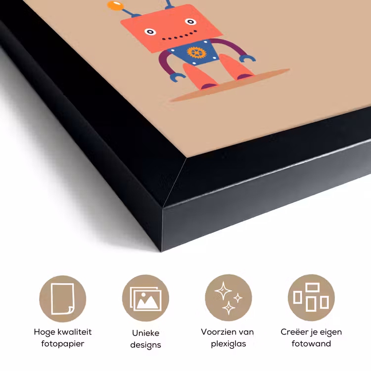 Poster met lijst - Spreuken - Quotes - Hello! - Robot - Tandwiel - Kinderen — 6