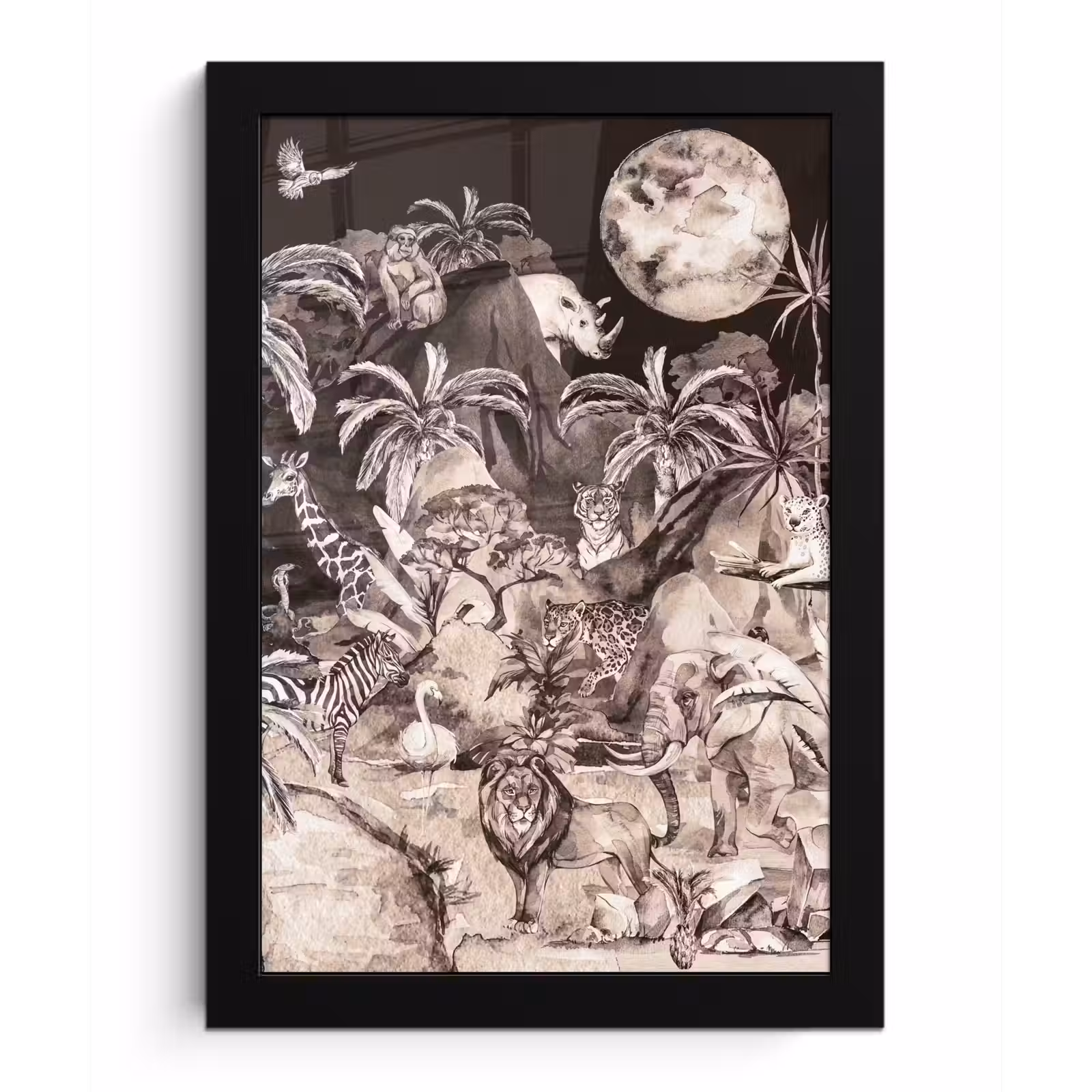 Poster met lijst - Jungle - Dieren - Kinderen - Bomen - Planten — 1