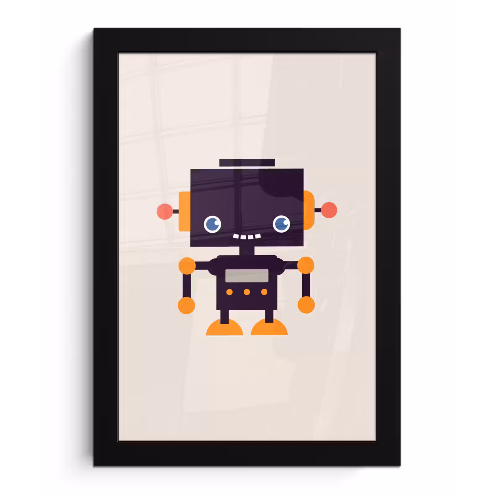 Poster met lijst - Robot - Antenne - Oranje - Beige - Kind - Kids — 1
