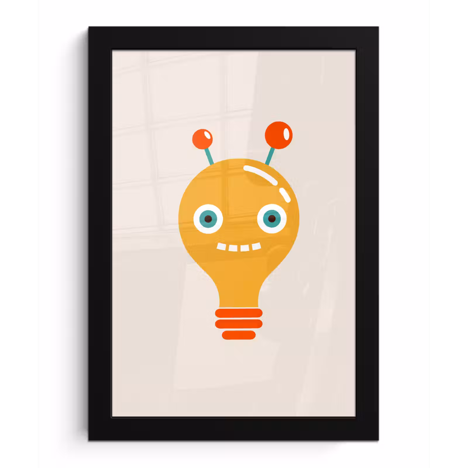 Poster met lijst - Robot - Gloeilamp - Gezicht - Antenne - Kinderen — 1