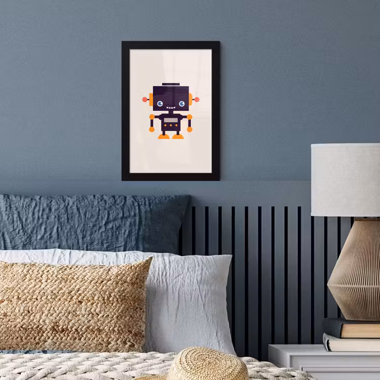 Poster met lijst - Robot - Antenne - Oranje - Beige - Kind - Kids — 3