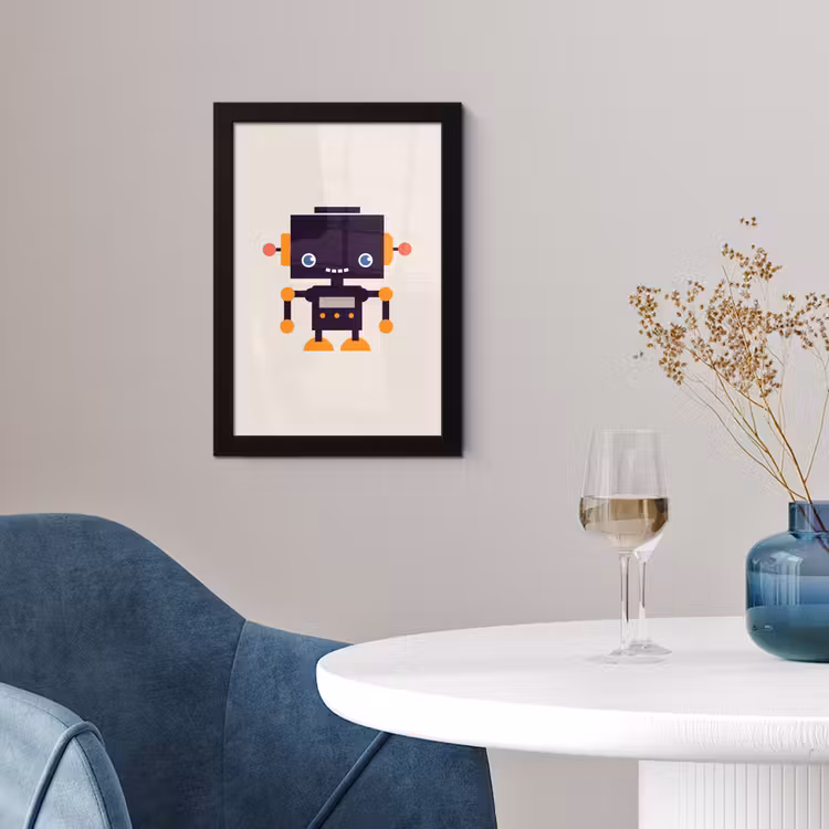 Poster met lijst - Robot - Antenne - Oranje - Beige - Kind - Kids — 4