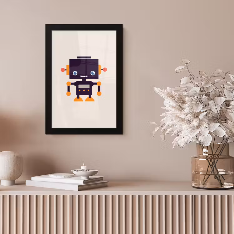 Poster met lijst - Robot - Antenne - Oranje - Beige - Kind - Kids — 5