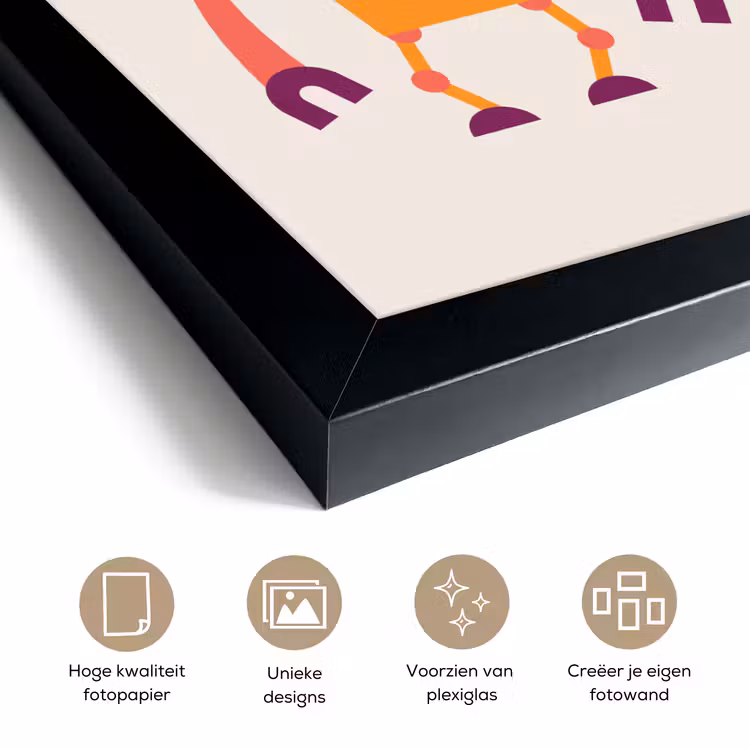 Poster met lijst - Robot - Antenne - Oranje - Bliksemschicht - Jongen - Kids — 6