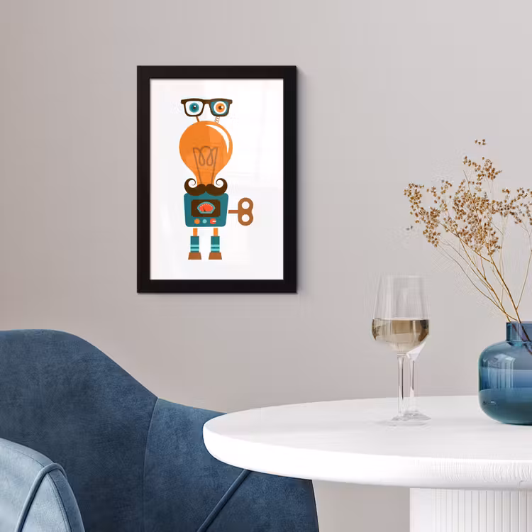 Poster met lijst - Robot - Bril - Gloeilamp - Snor - Kinderen - Jongens — 4