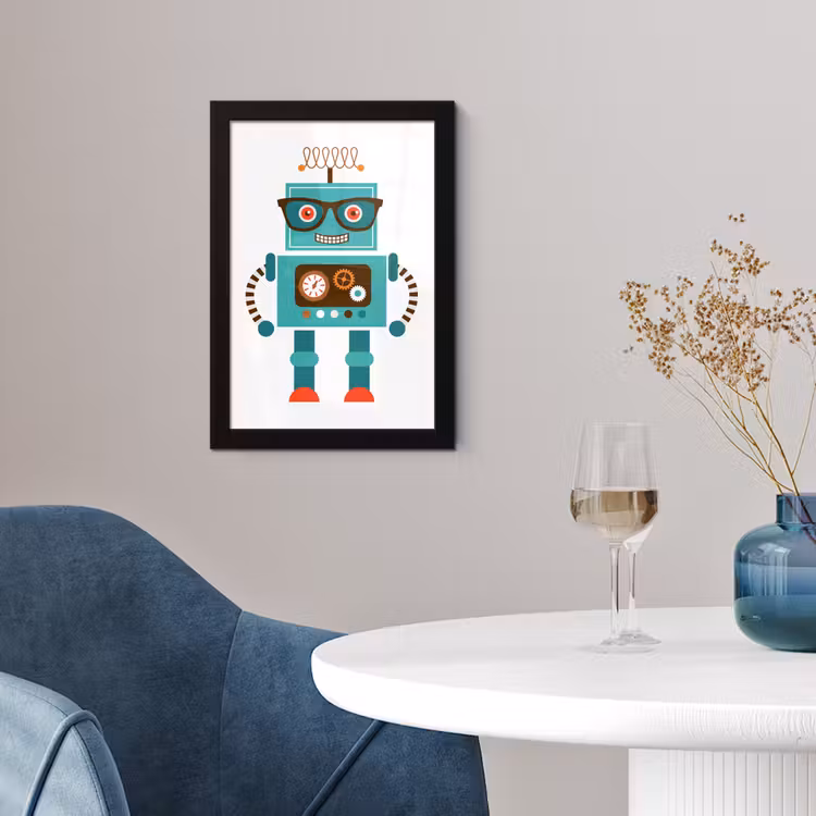 Poster met lijst - Robot - Bril - Tandwielen - Gezicht - Jongens - Kids — 4