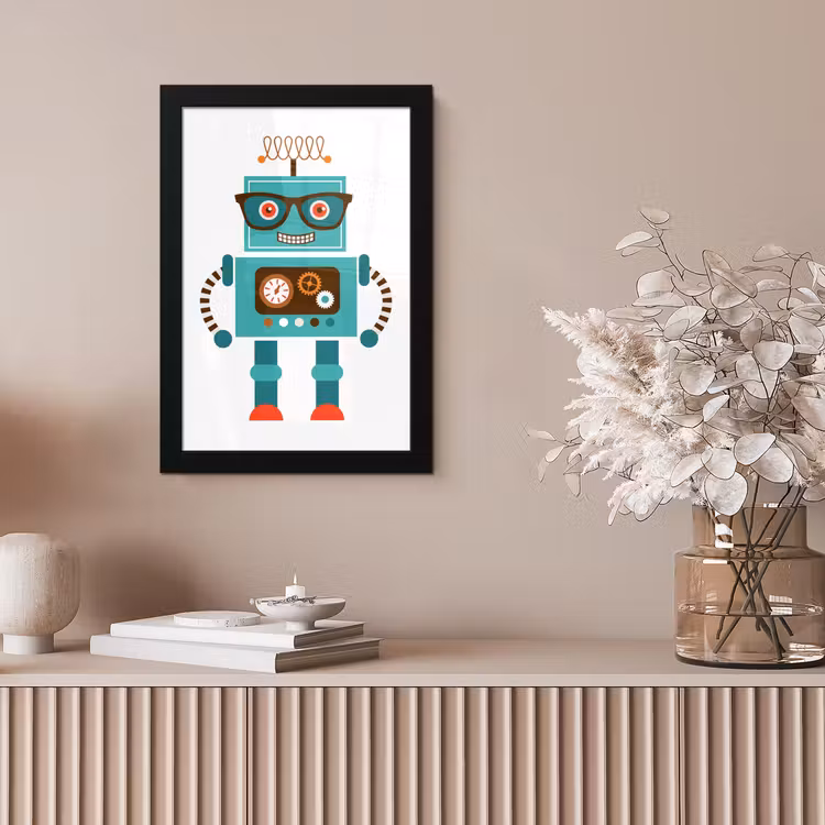 Poster met lijst - Robot - Bril - Tandwielen - Gezicht - Jongens - Kids — 5