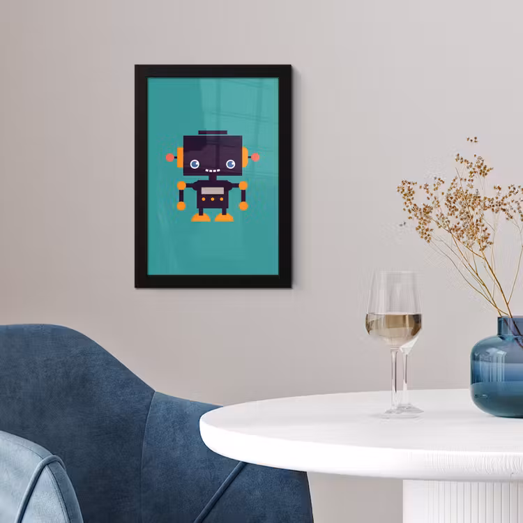 Poster met lijst - Robot - Gezicht - Antenne - Blauw - Jongens — 4